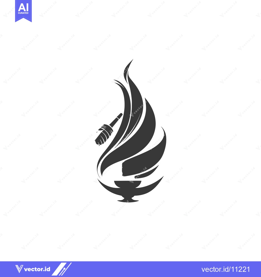 Premium Vector of Abstract Flame Design with Honey Dipper and Bowl
