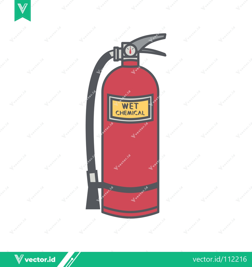 Premium Vector of Red Wet Chemical Fire Extinguisher Isolated on White Background