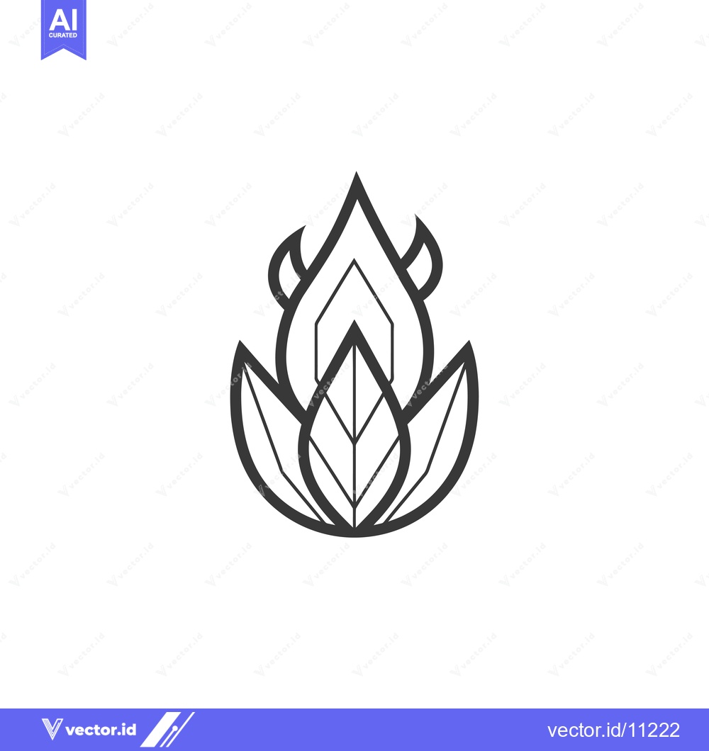 Premium Vector of Abstract Flame Design with Three Leaves