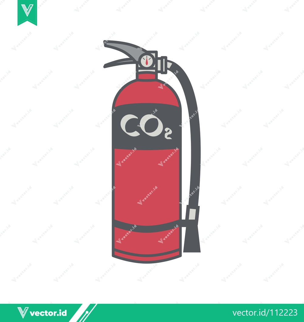 Premium Vector of Illustration of a red CO2 fire extinguisher with a black hose and nozzle