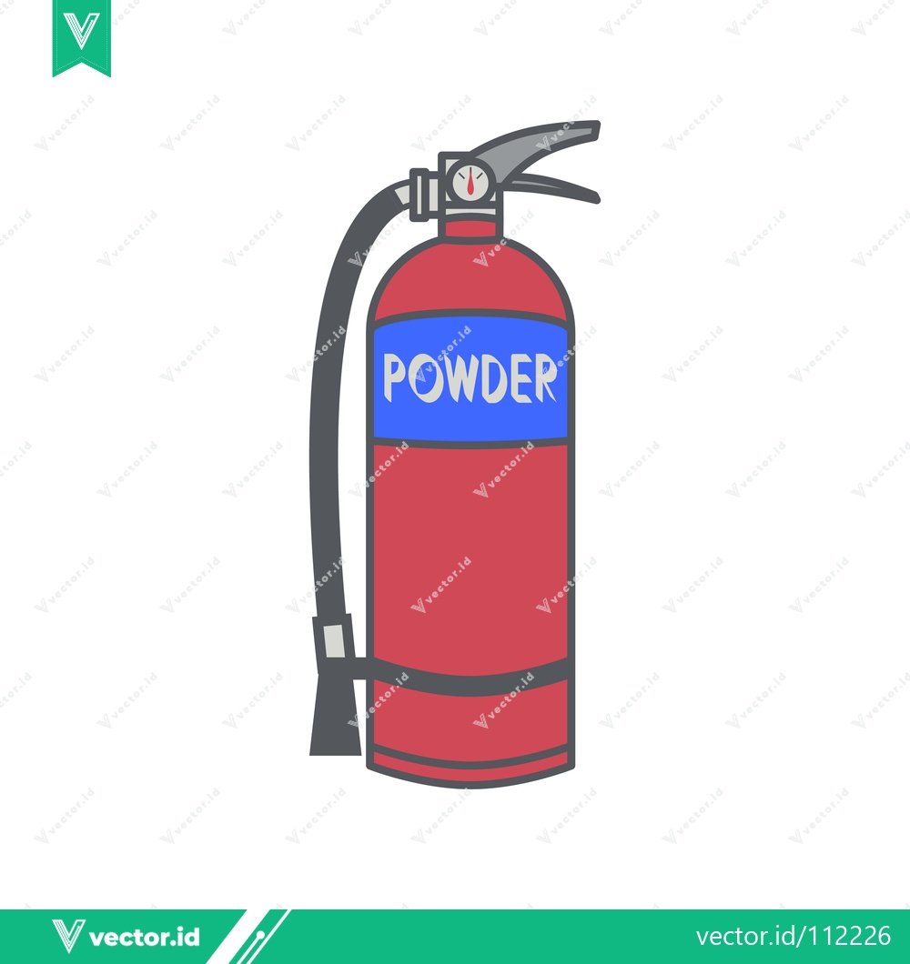 Premium Vector of Red Powder Fire Extinguisher with Blue Label