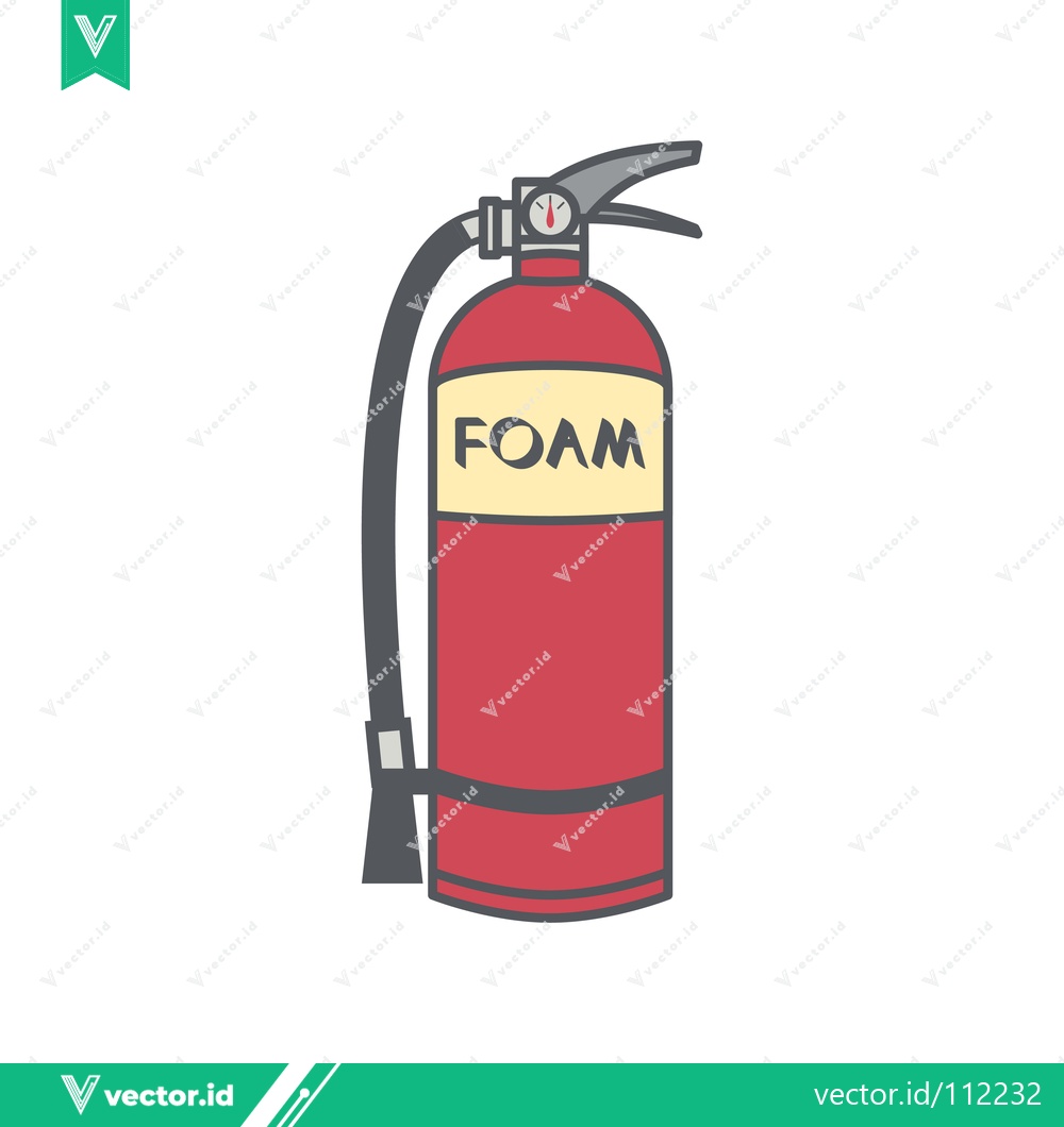 Premium Vector dari Illustration of a red foam fire extinguisher with a black hose and nozzle