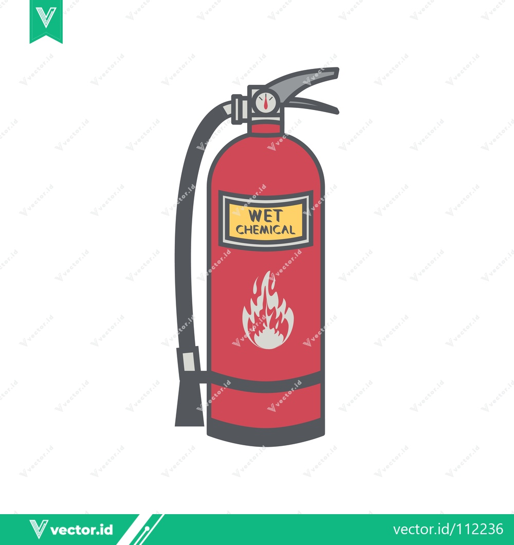 Premium Vector dari Red Wet Chemical Fire Extinguisher with Hose and Label
