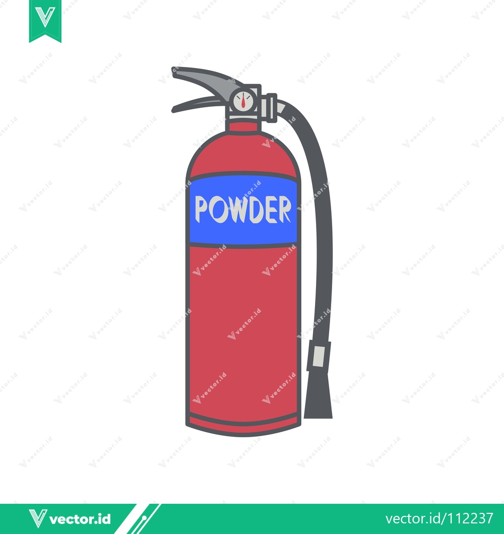 Premium Vector of Red Powder Fire Extinguisher with Black Hose and Nozzle
