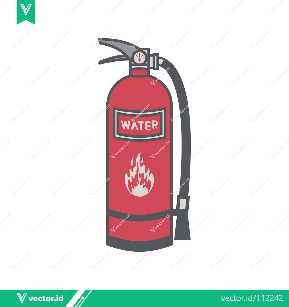 Premium Vector of Red Water Fire Extinguisher with Flame Symbol