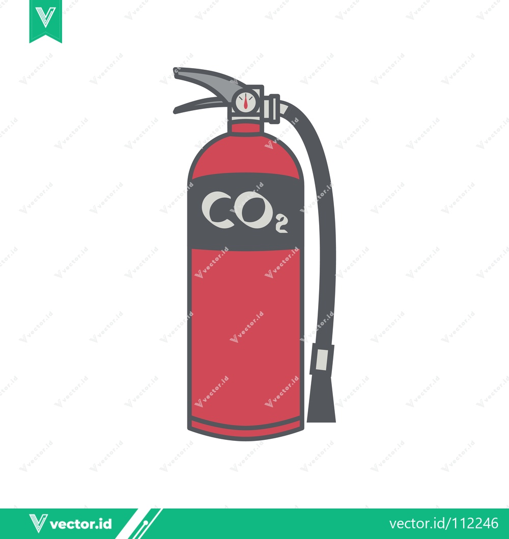 Premium Vector dari Red CO2 Fire Extinguisher with Black Hose and Nozzle