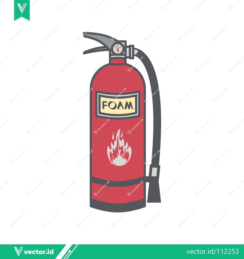 Premium Vector dari Red Foam Fire Extinguisher with Flame Symbol