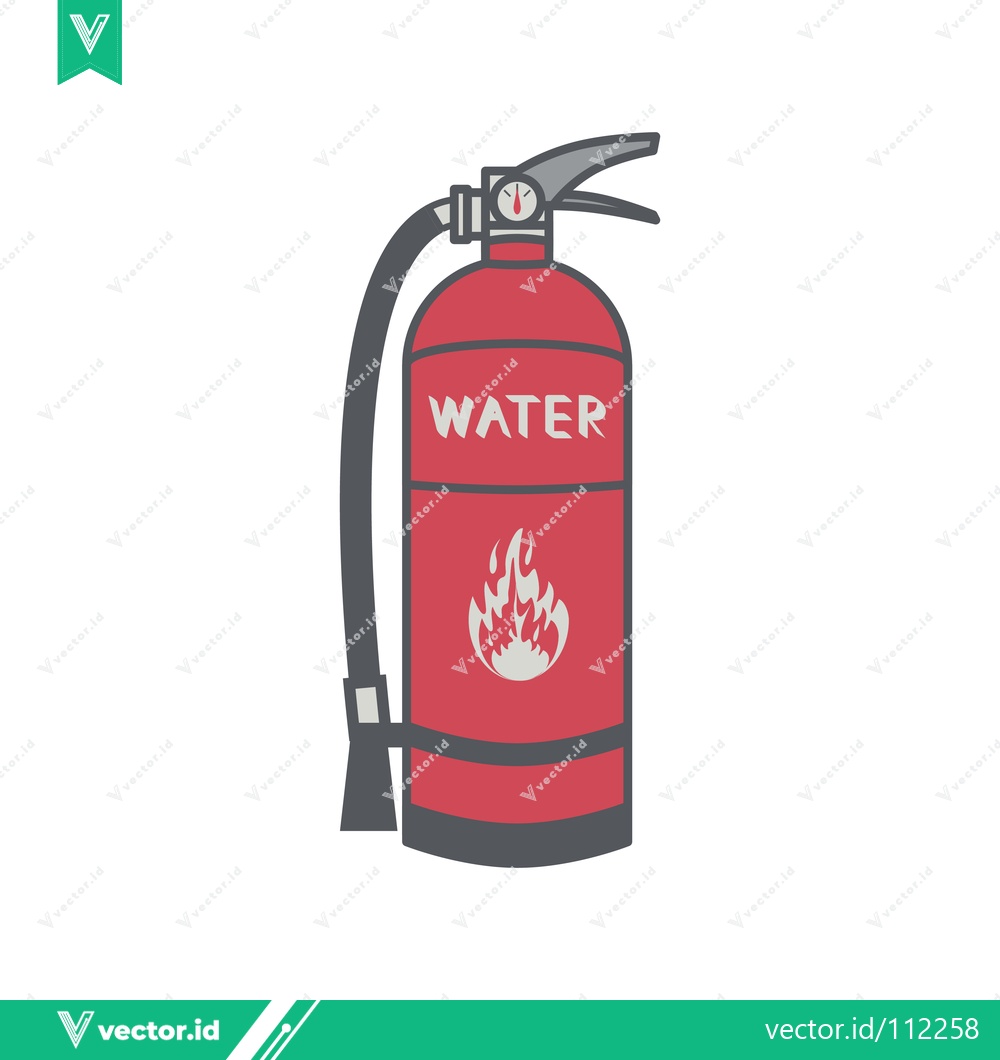 Premium Vector of Red Water Fire Extinguisher with Flame Symbol