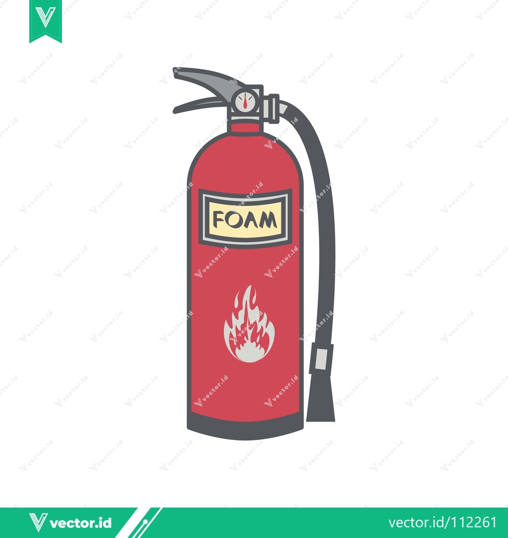 Premium Vector dari Red Foam Fire Extinguisher with Flame Icon