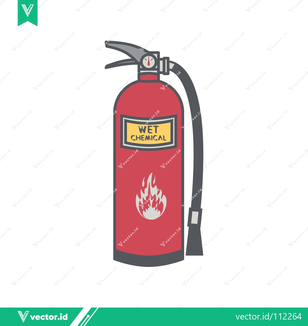 Premium Vector dari Illustration of a Red Wet Chemical Fire Extinguisher with Flames