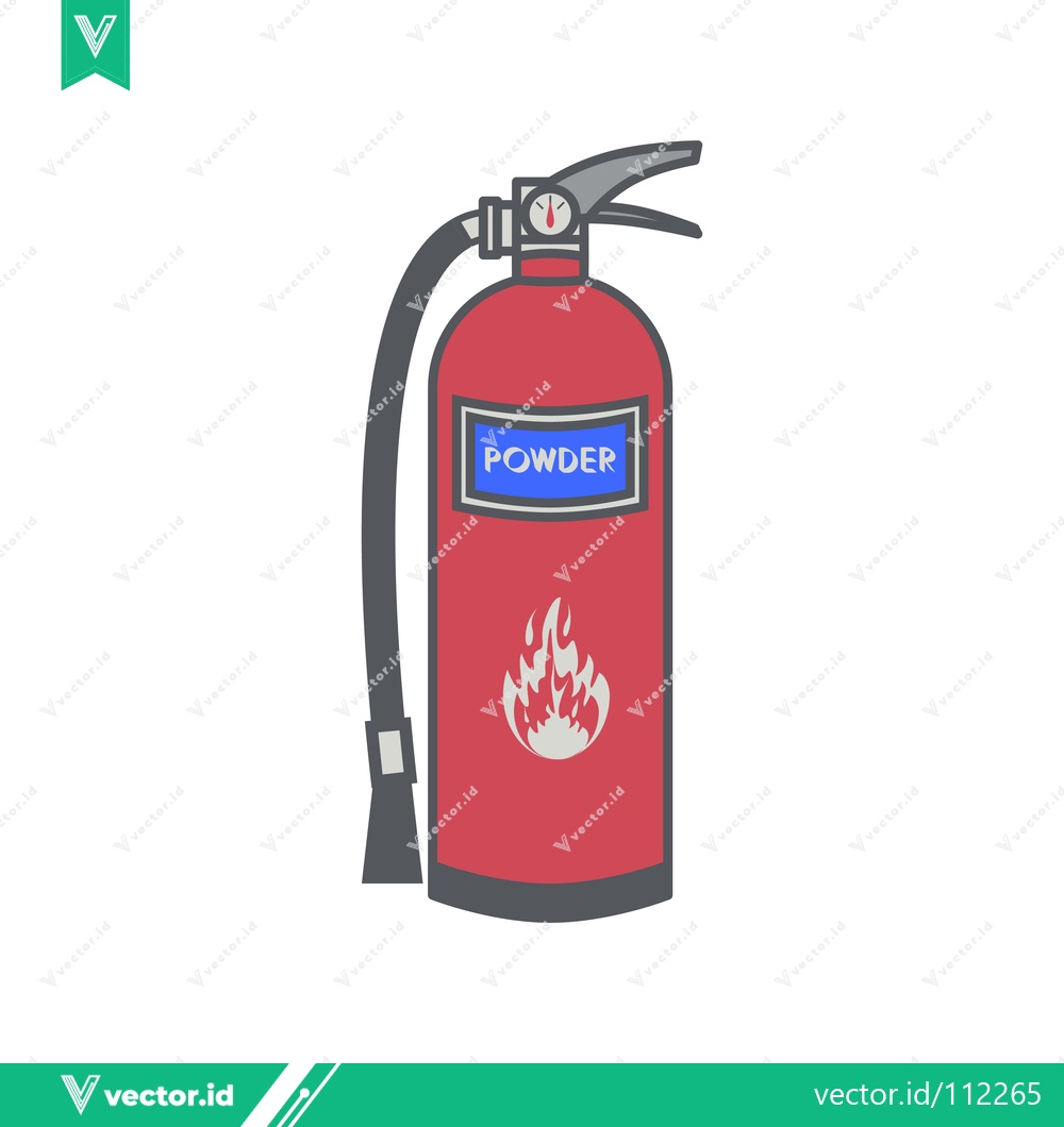 Premium Vector dari Red Powder Fire Extinguisher with Flame Symbol