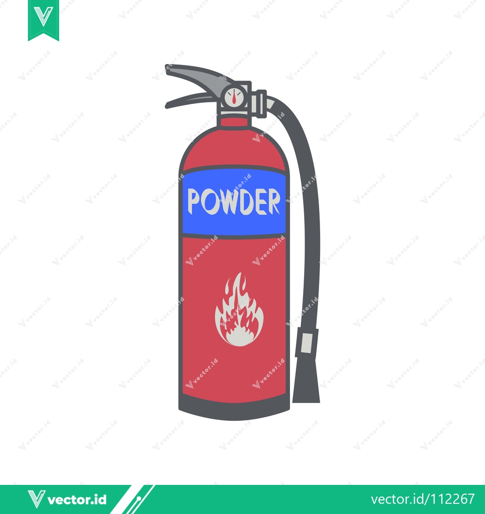 Premium Vector dari Red Powder Fire Extinguisher with Flame Symbol