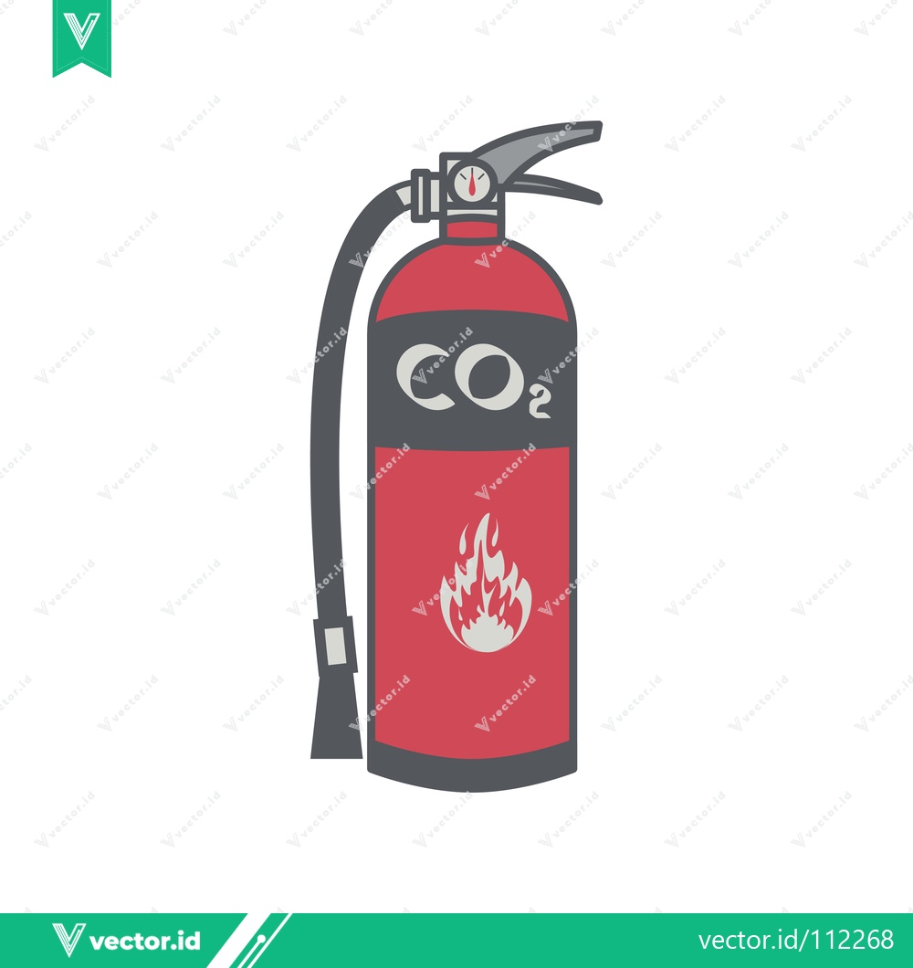 Premium Vector of Red CO2 Fire Extinguisher with Flame Symbol