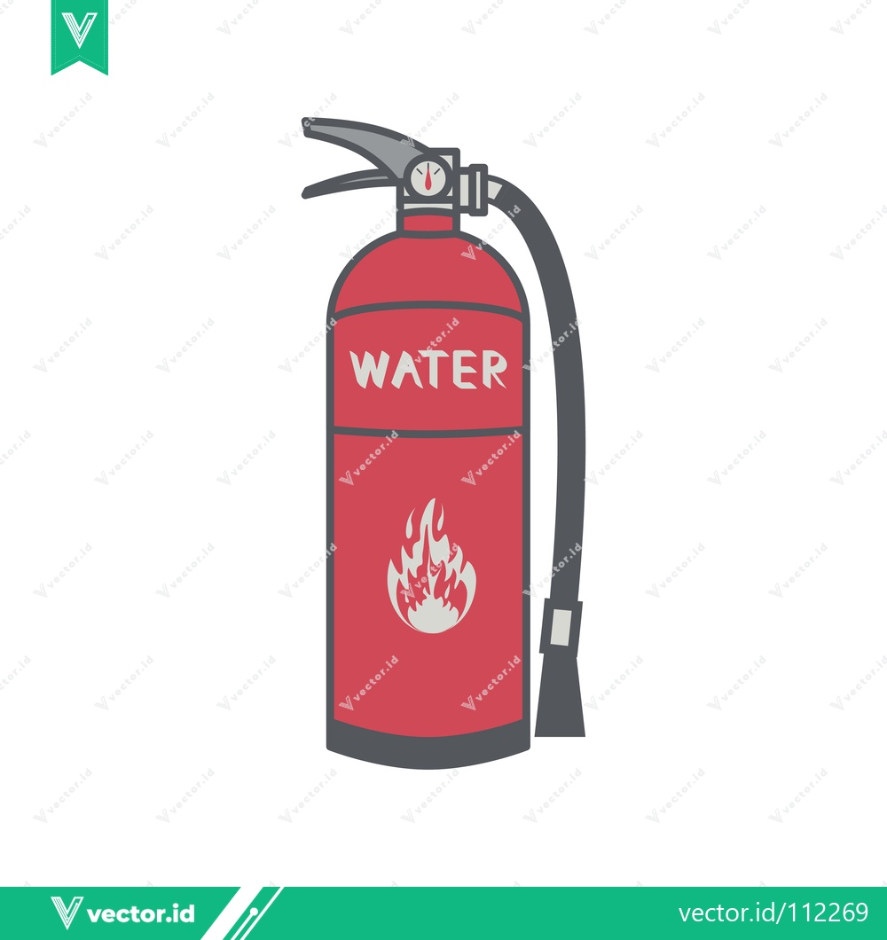 Premium Vector dari Red Water Fire Extinguisher with Flame Symbol