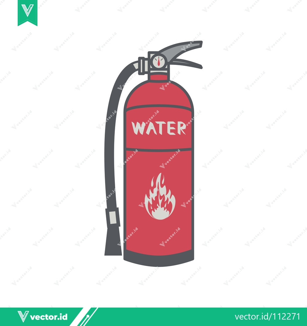 Premium Vector of Red Water Fire Extinguisher with Flame Symbol