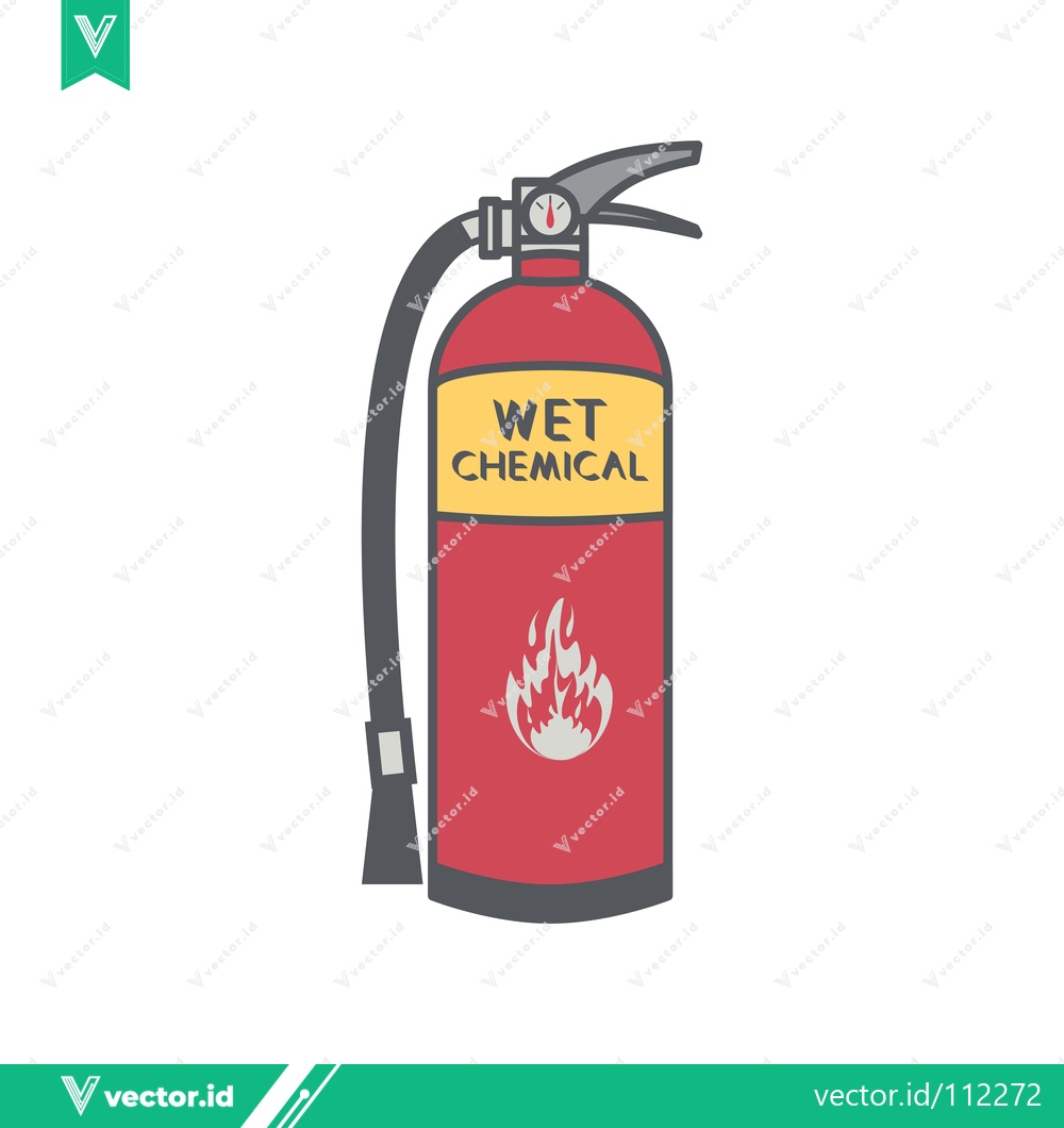 Premium Vector dari Illustration of a red wet chemical fire extinguisher with a flame symbol