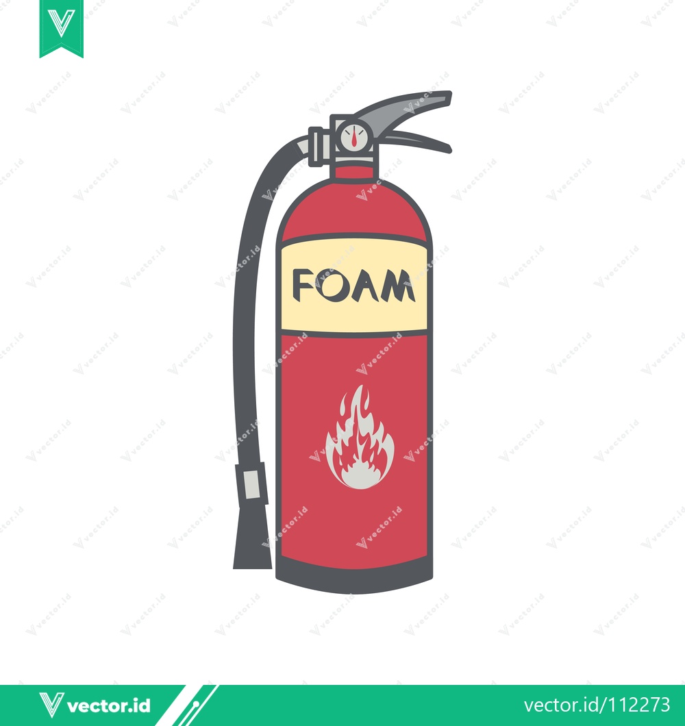 Premium Vector dari Red Foam Fire Extinguisher with Flame Symbol