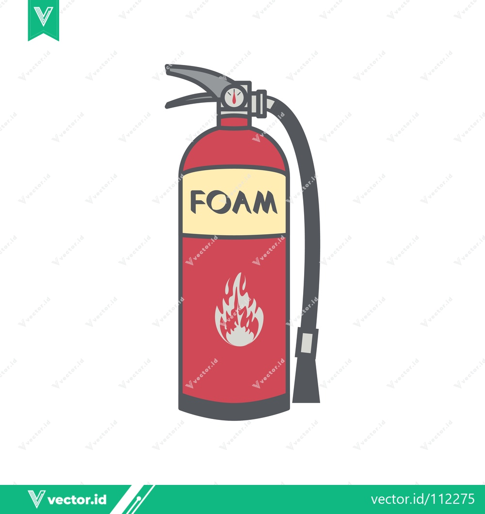 Premium Vector dari Red Foam Fire Extinguisher with Flame Symbol