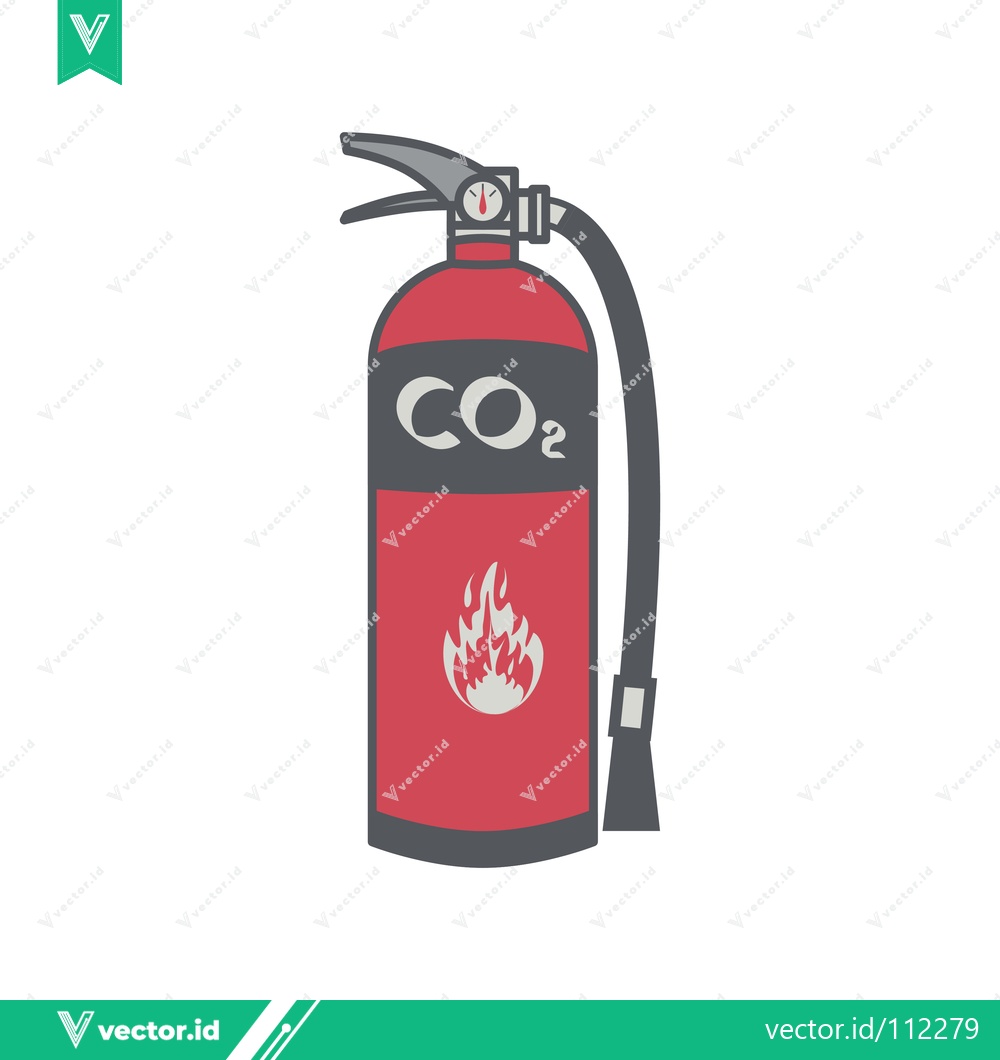 Premium Vector of CO2 Fire Extinguisher with Flame Icon and Hose