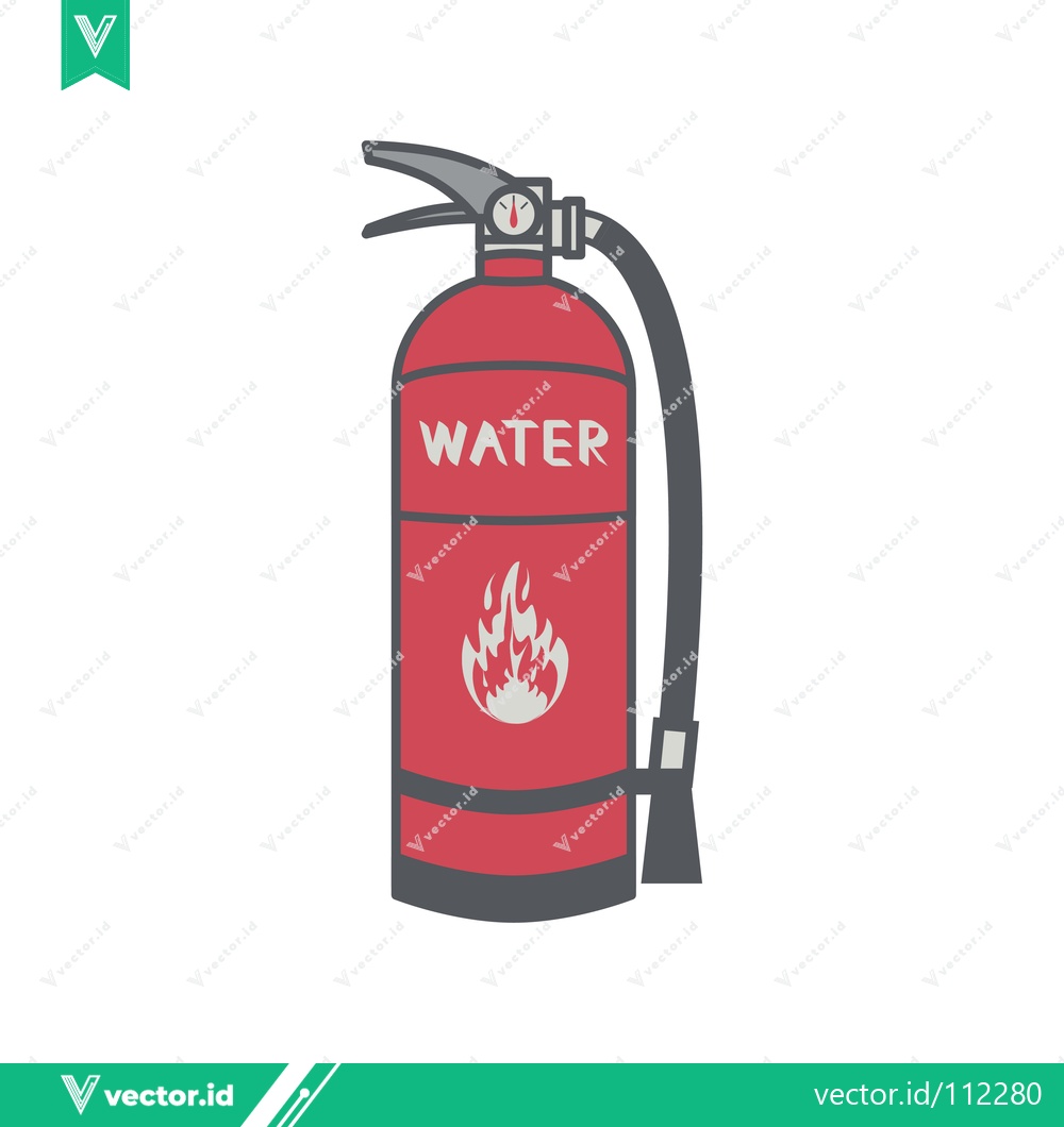 Premium Vector dari Red Water Fire Extinguisher with Flame Symbol
