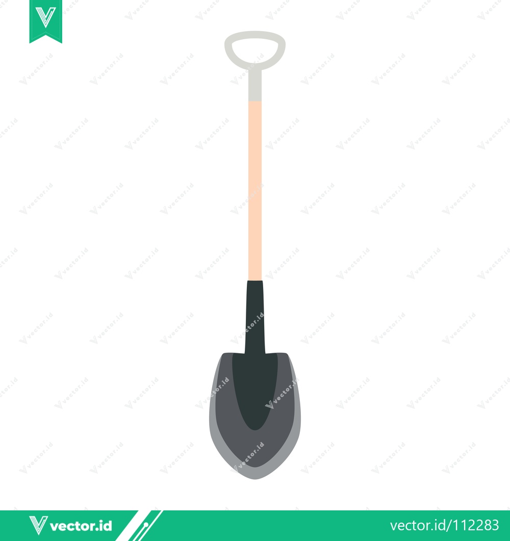 Premium Vector dari Illustration of a Garden Shovel with Wooden Handle