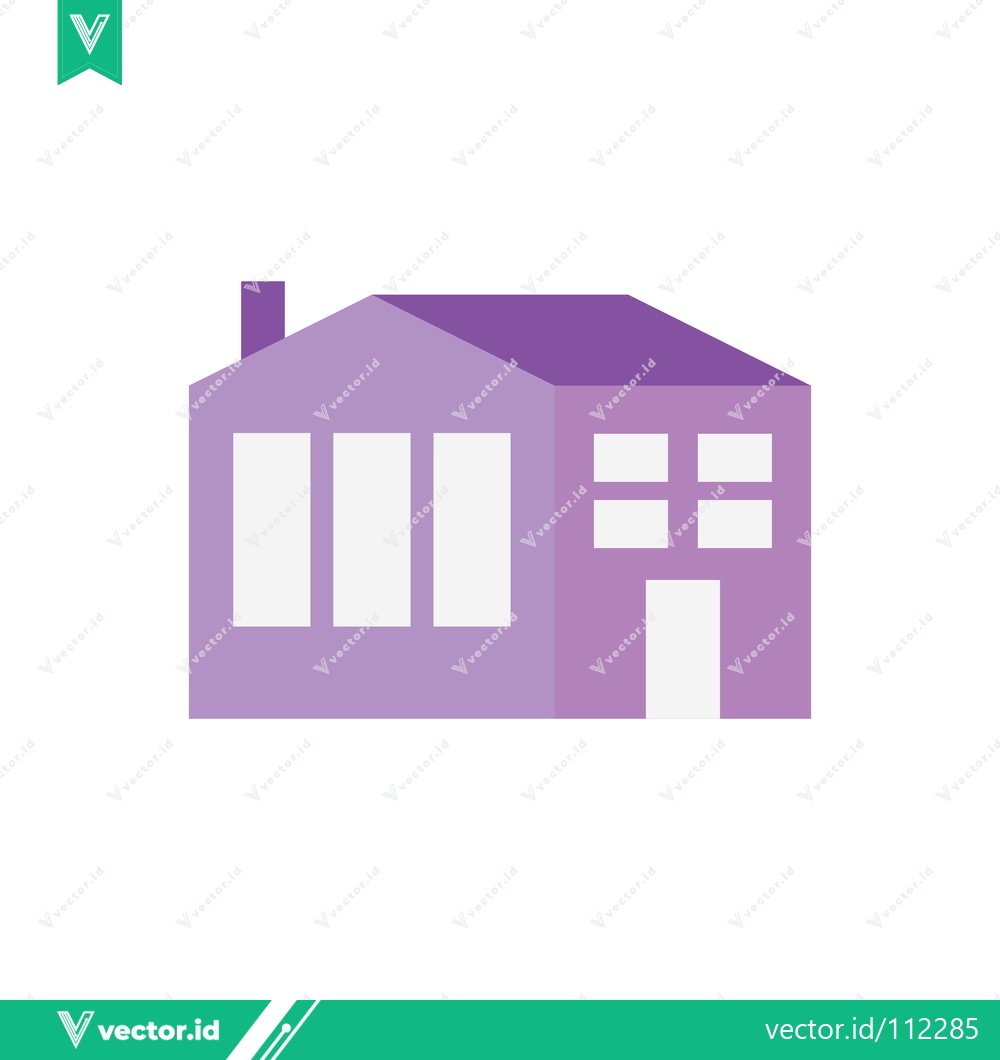 Premium Vector of Simple Purple House Illustration with White Windows and Door