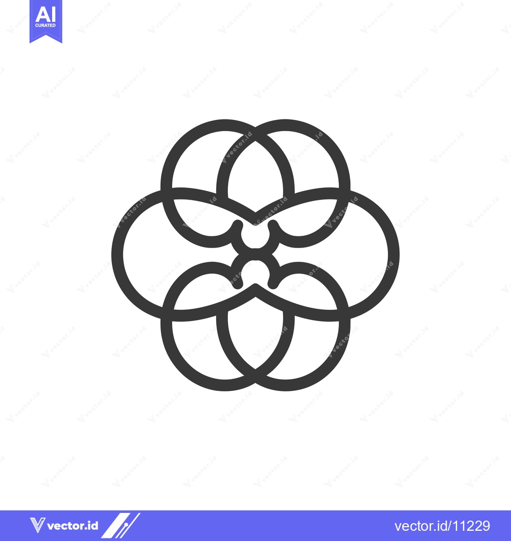 Premium Vector of Abstract Flower Symbol with Intertwined Circles