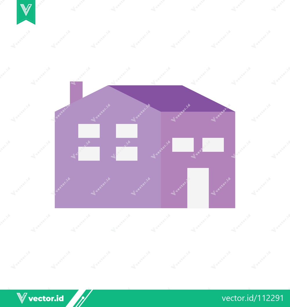 Premium Vector dari Minimalist Purple House Icon with White Windows and Door