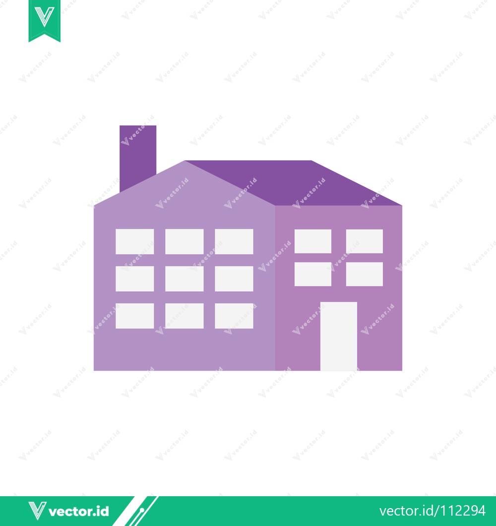Premium Vector of Modern Purple House Icon with Chimney and Windows
