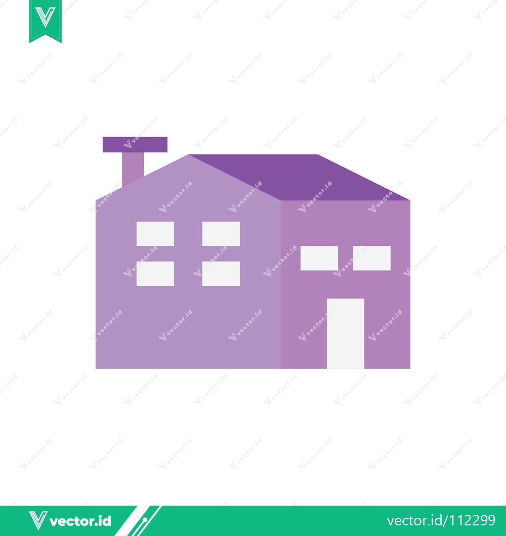 Premium Vector of Modern Purple House Icon with Chimney and Windows