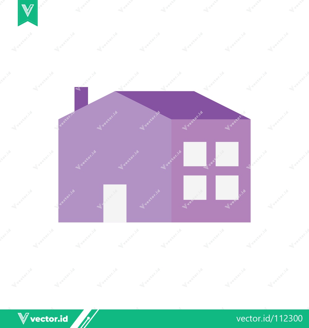 Premium Vector dari Simple Purple House Icon with Chimney and Windows
