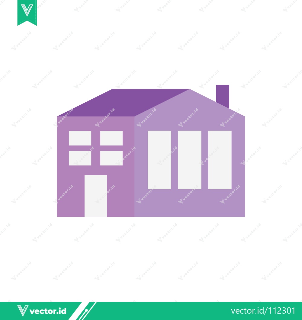 Premium Vector dari Simple Purple House Icon with Windows and Chimney