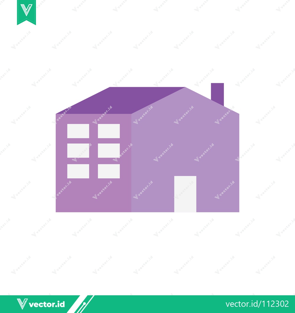 Premium Vector dari Minimalist Purple House Icon with Windows and Door