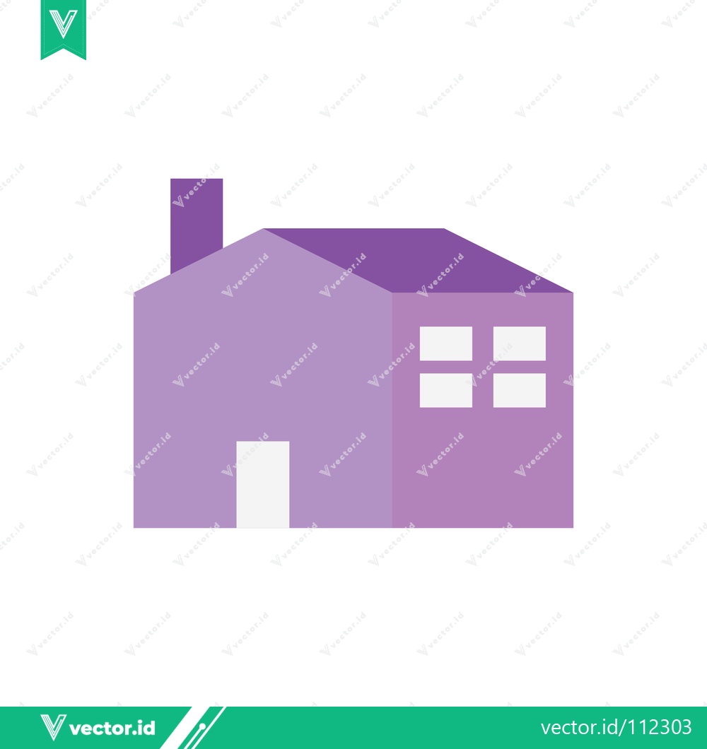 Premium Vector dari Simple Purple House Icon with Chimney and Windows