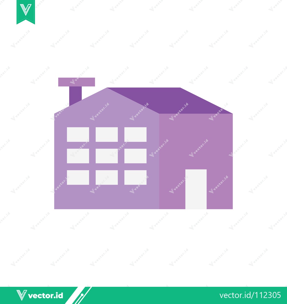 Premium Vector dari Minimalist Purple Building Icon with Chimney and Windows