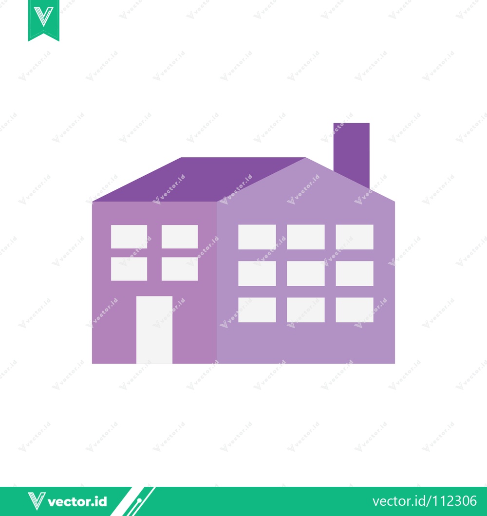 Premium Vector of Simple Purple House Icon with Chimney and Windows