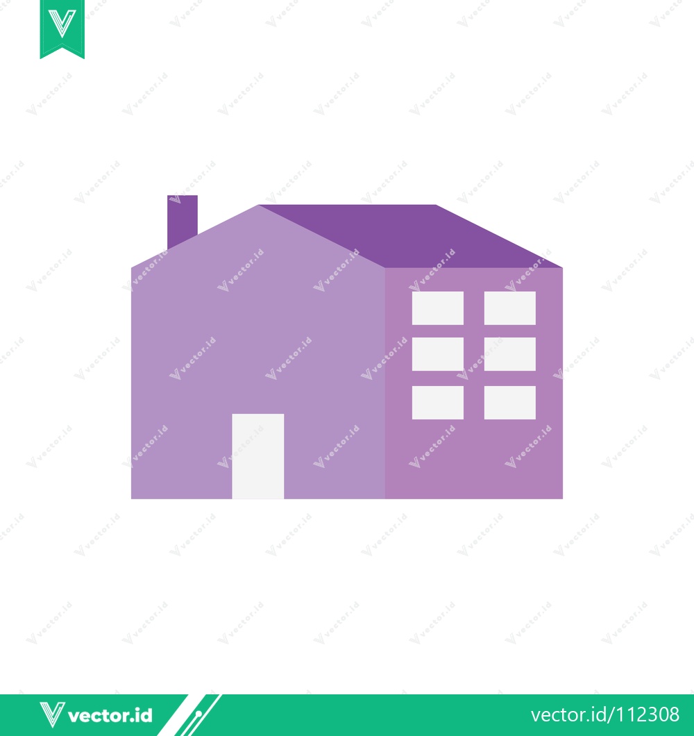 Premium Vector dari Minimalist Purple House Icon with Chimney and Windows