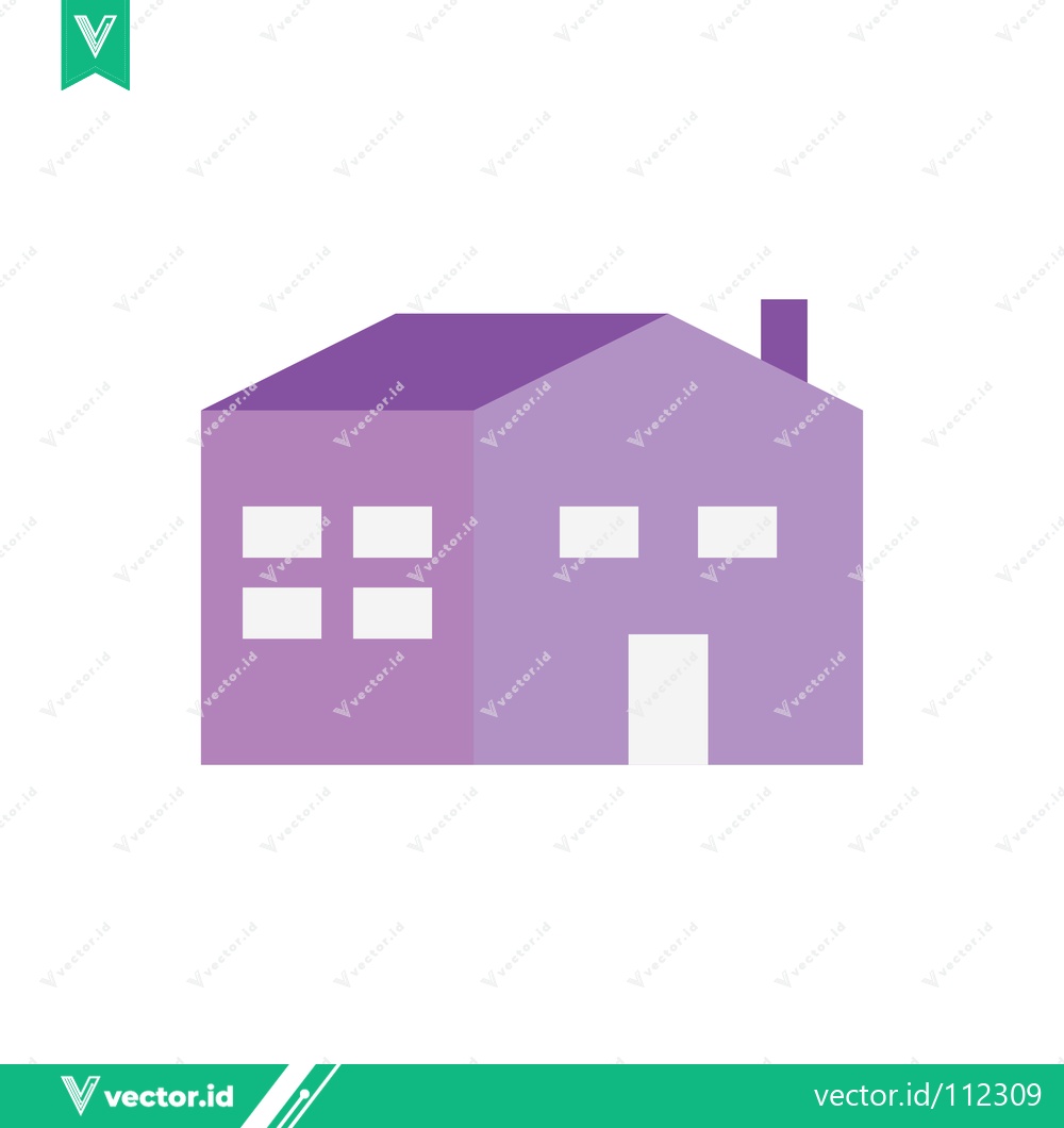 Premium Vector dari Simple Purple House Icon with Windows and Door