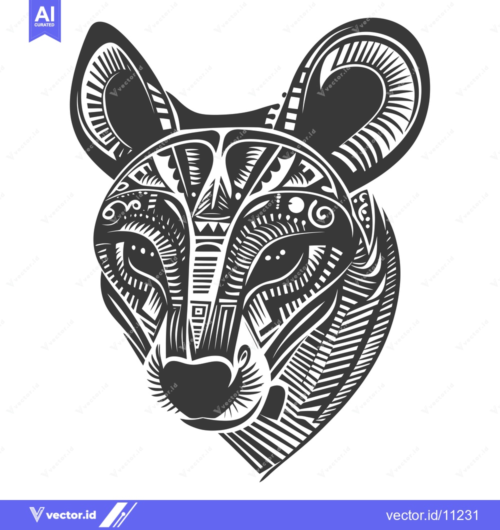 Premium Vector of Abstract Geometric Animal Head with Tribal Design