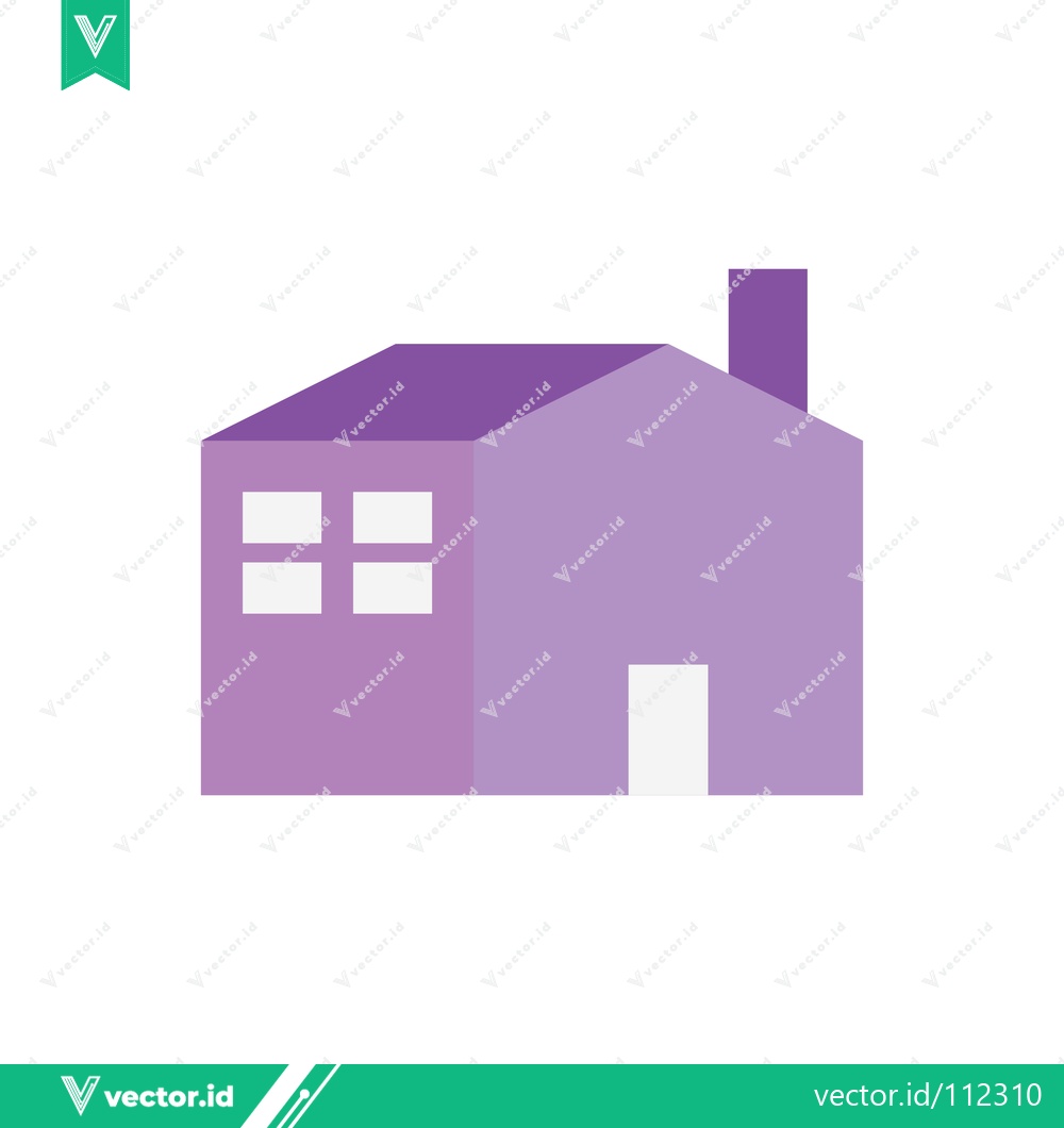 Premium Vector of Minimalist Purple House Icon with Chimney and Windows
