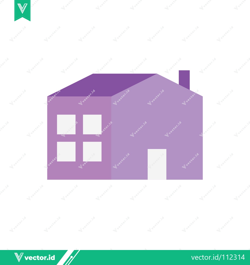 Premium Vector dari Minimalist Purple House Icon with Chimney and Windows