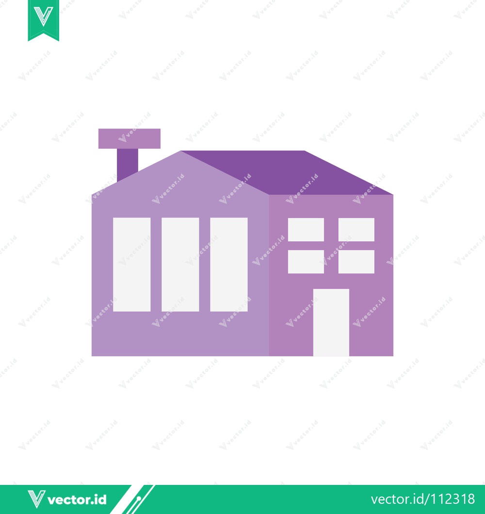Premium Vector dari Modern Purple House Icon with Chimney and Windows