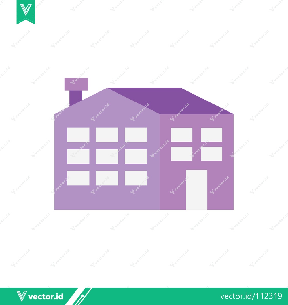 Premium Vector dari Modern Purple House Icon with Chimney and Windows