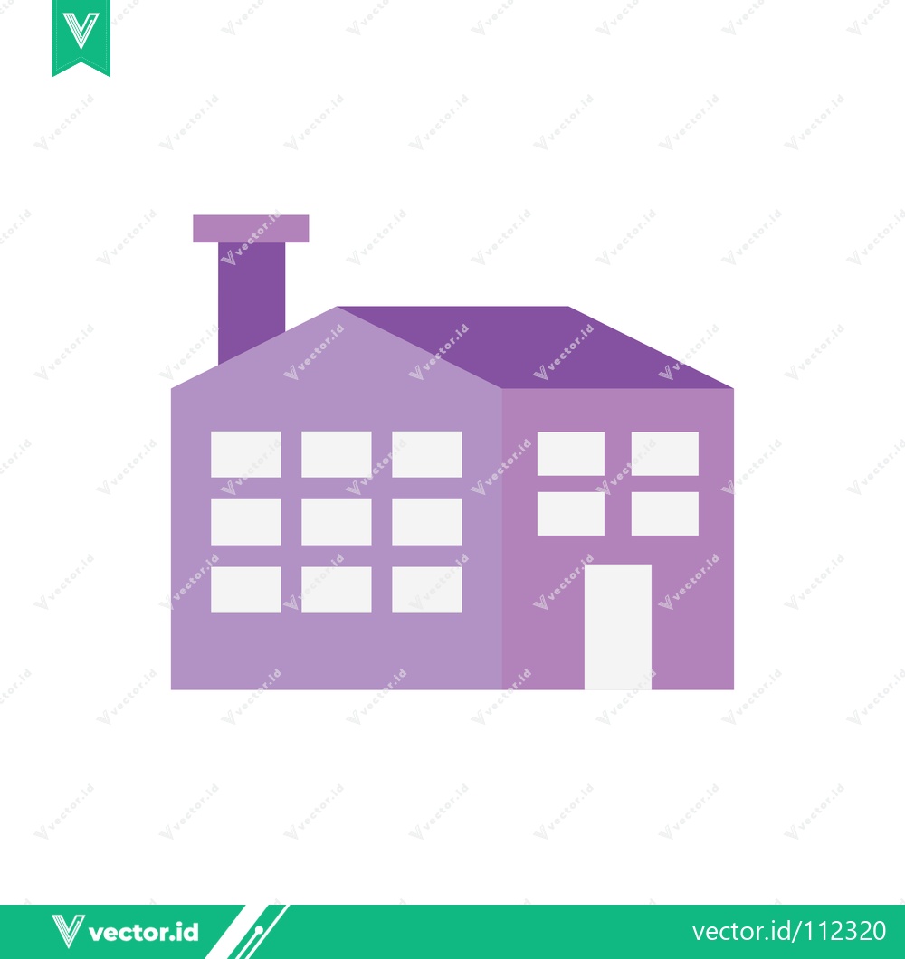 Premium Vector dari Minimalist Purple House Icon with Chimney and Windows