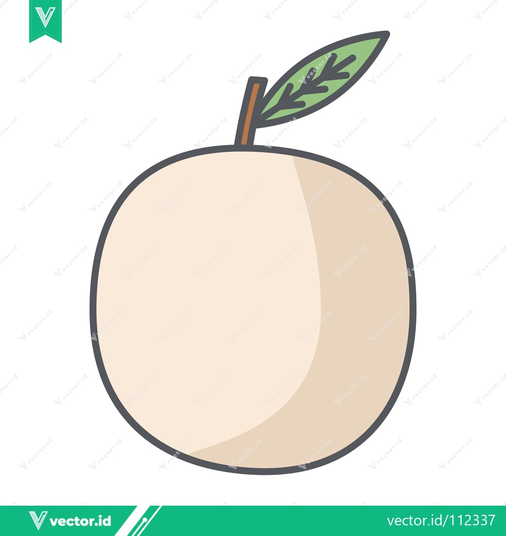 Premium Vector dari Simple Illustration of a White Peach with a Leaf and Stem