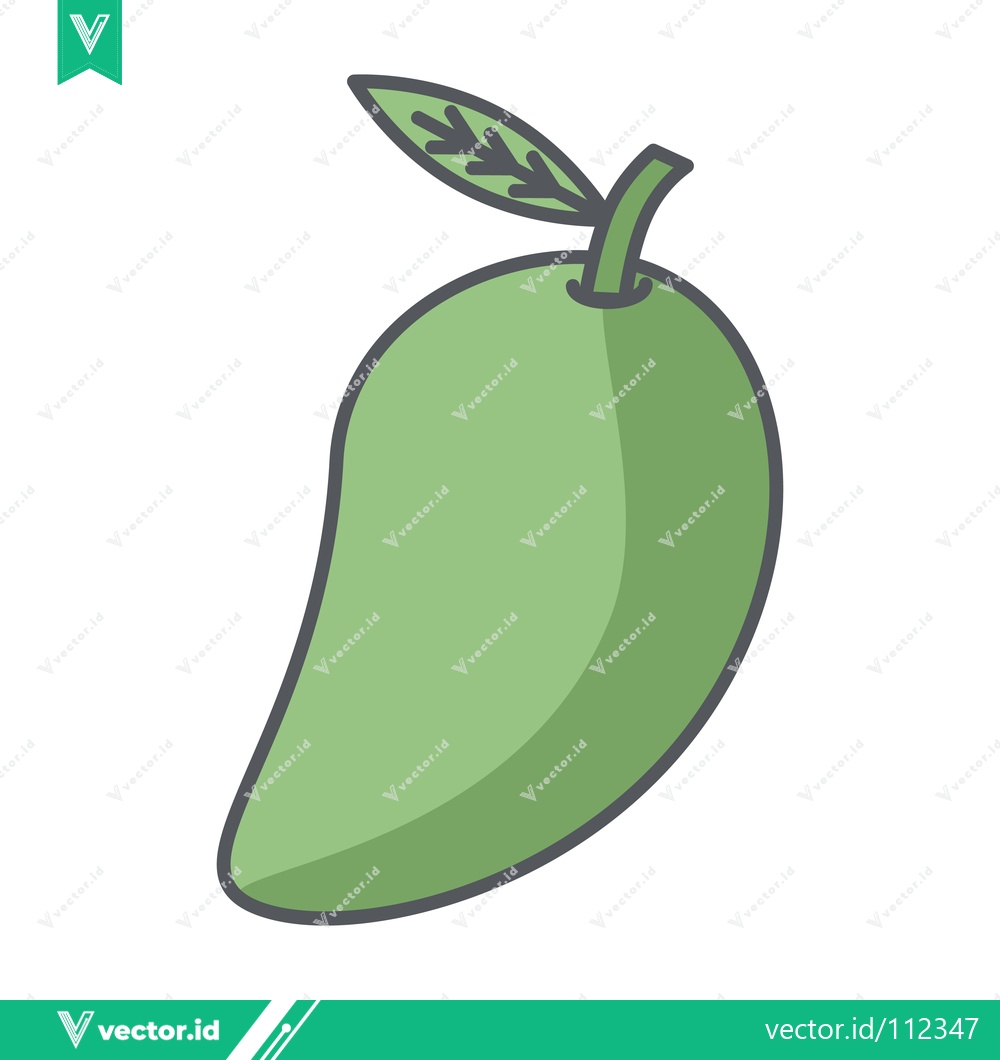 Premium Vector dari Green Mango Fruit Illustration with Leaf and Stem