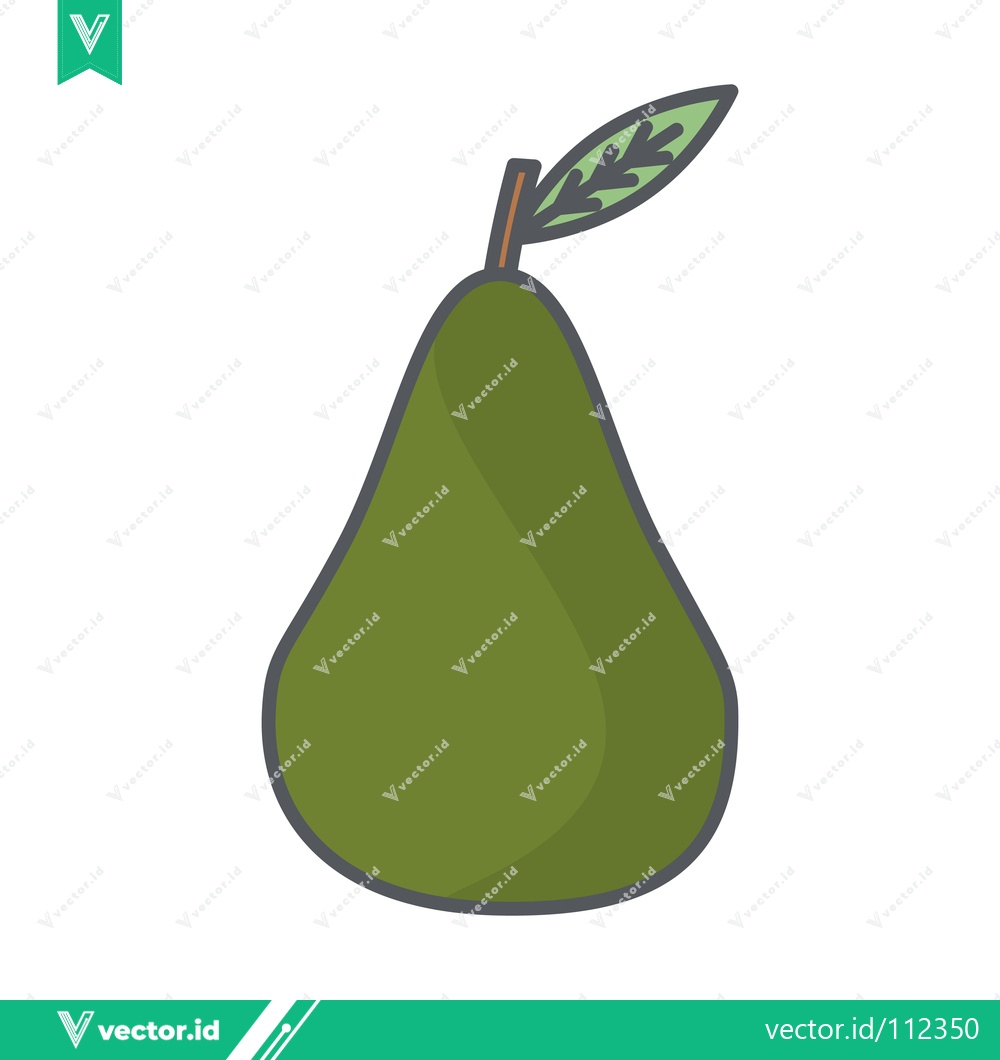 Premium Vector dari Simple Green Pear Illustration with Leaf