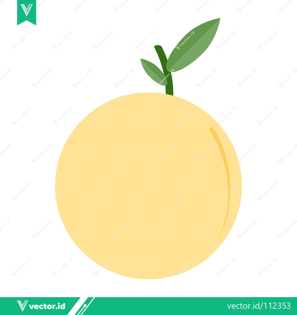 Premium Vector dari Simple illustration of a ripe yellow peach with green leaves