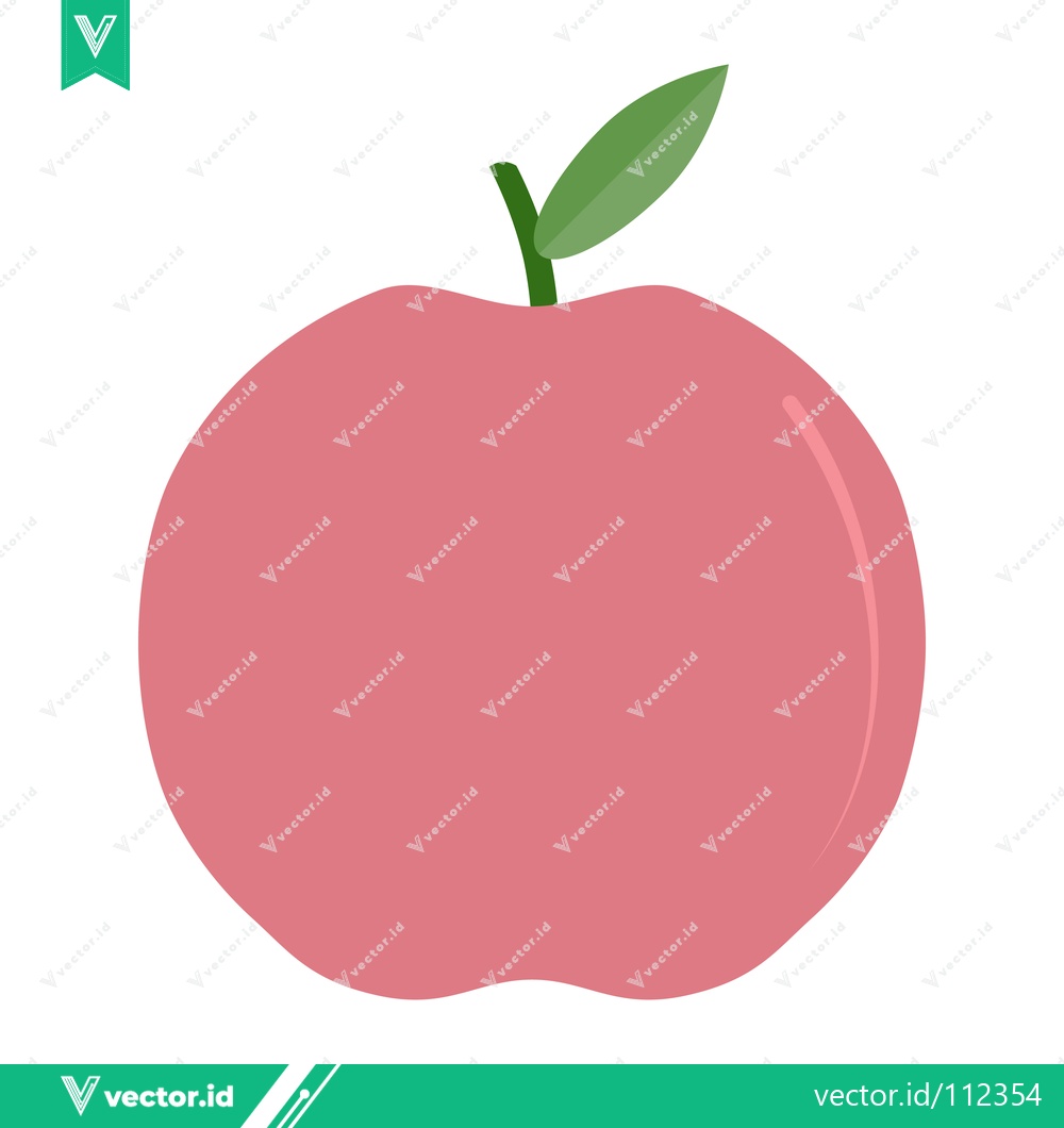 Premium Vector of Simple Pink Apple Illustration with Green Leaf