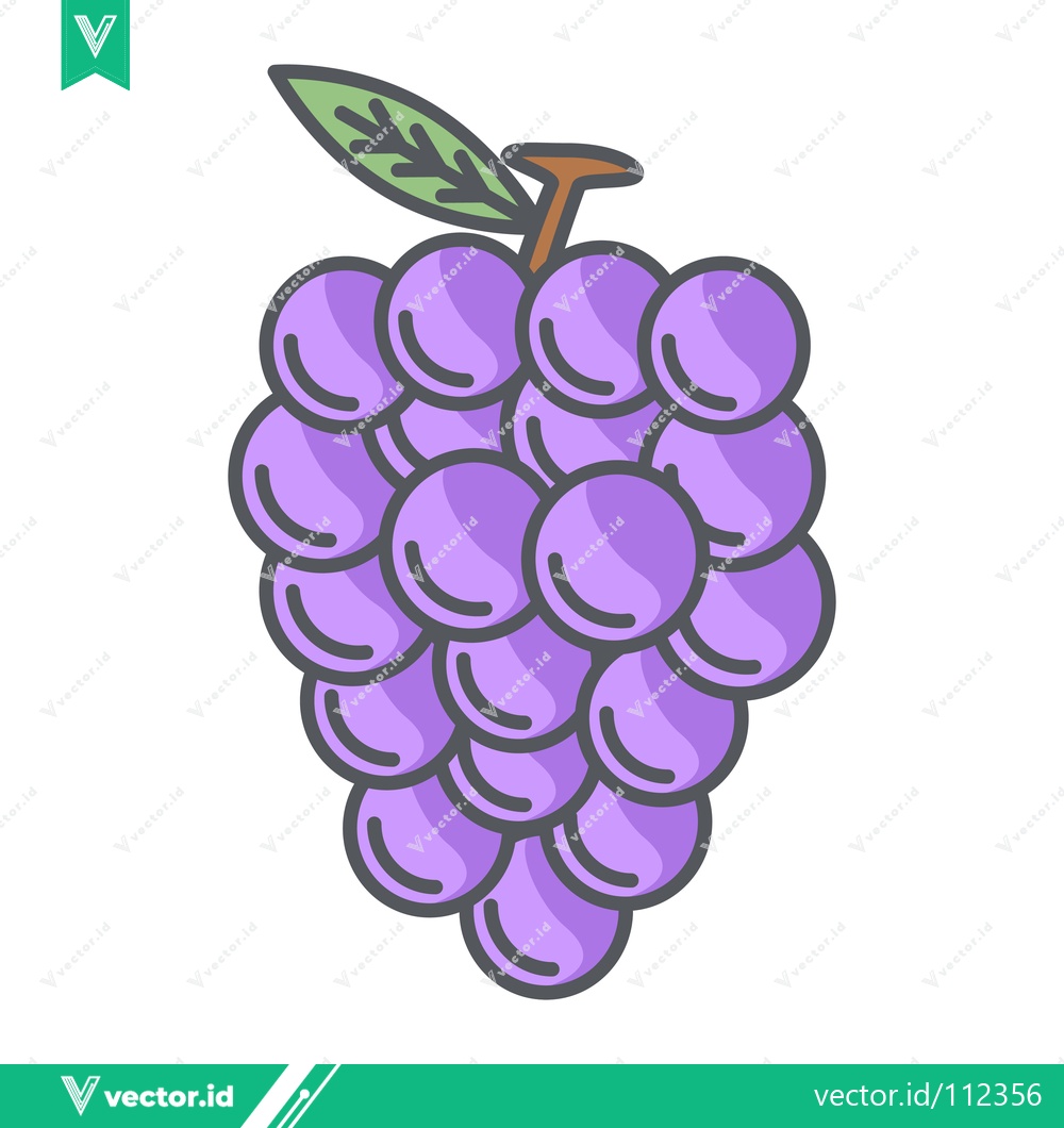 Premium Vector dari Illustration of a Bunch of Purple Grapes with a Leaf